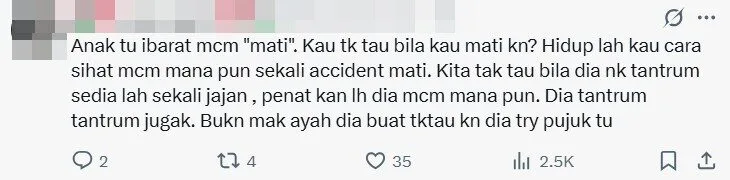 pasangan suami isteri dikecam buat reaksi tak senang ketika budak tantrum